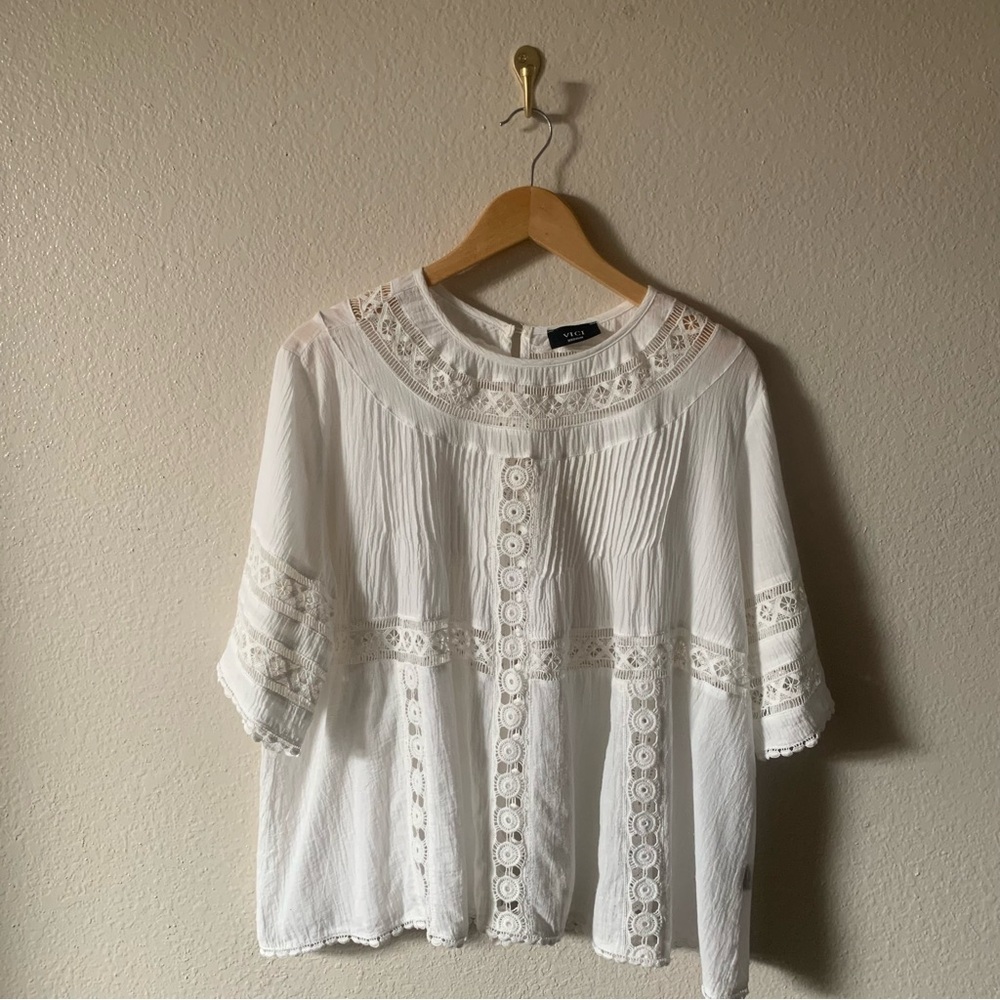 VICI White Eyelet Cotton Top